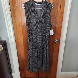 Croft & Barrow Navy and White Button-Down Midi Dress